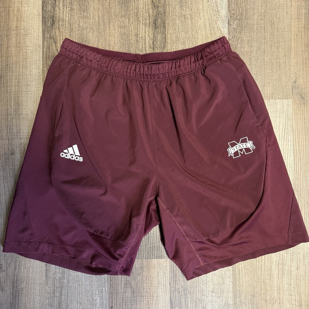 Adidas Mississippi State Bulldogs Football Player Issued Shorts Sz XL Maroon MSU
